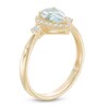 Thumbnail Image 1 of Pear-Shaped Aquamarine and Lab-Created White Sapphire Frame Ring in 10K Gold