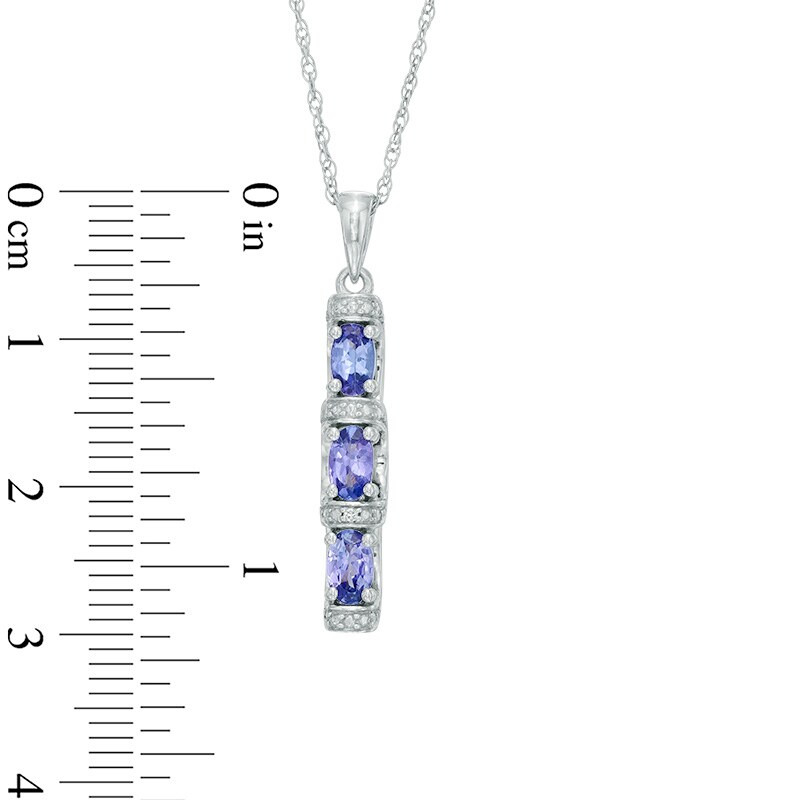 Main Image 3 of Tanzanite and Diamond Accent Three Stone Pendant and Ring Set in Sterling Silver - Size 7