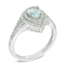 Thumbnail Image 2 of Pear-Shaped Aquamarine and Lab-Created White Sapphire Double Frame Split Shank Ring in 10K White Gold