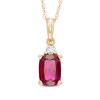 Thumbnail Image 1 of Cushion-Cut Lab-Created Ruby and Diamond Accent Pendant in 10K Gold