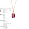 Thumbnail Image 2 of Cushion-Cut Lab-Created Ruby and Diamond Accent Pendant in 10K Gold