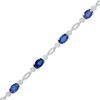 Thumbnail Image 0 of Oval Lab-Created Blue Sapphire Rope Bracelet in Sterling Silver - 7.5"