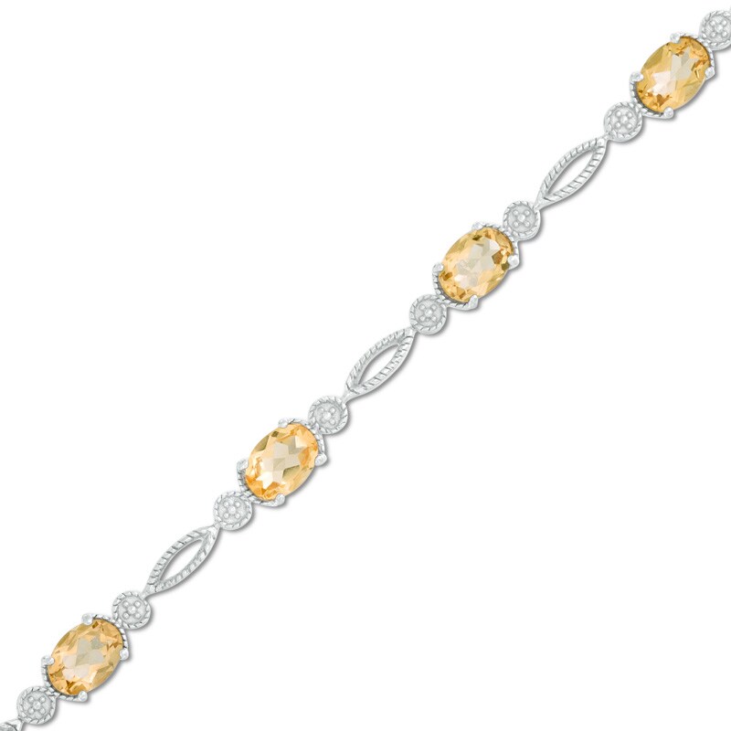 Main Image 1 of Oval Citrine Rope Bracelet in Sterling Silver - 7.5"