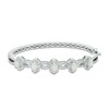 Thumbnail Image 1 of Oval Lab-Created Opal and Diamond Accent Bangle in Sterling Silver, 7.5"