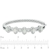 Thumbnail Image 2 of Oval Lab-Created Opal and Diamond Accent Bangle in Sterling Silver, 7.5"