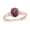 Thumbnail Image 1 of Oval Rhodolite Garnet and Diamond Accent Tri-Sides Ring in 10K Rose Gold