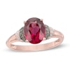 Thumbnail Image 0 of Oval Rhodolite Garnet and 1/10 CT. T.W. Champagne and White Diamond Collar Ring in 10K Rose Gold
