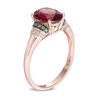 Thumbnail Image 1 of Oval Rhodolite Garnet and 1/10 CT. T.W. Champagne and White Diamond Collar Ring in 10K Rose Gold
