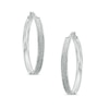 Shimmer Enamel Hoop Earrings in 10K White Gold