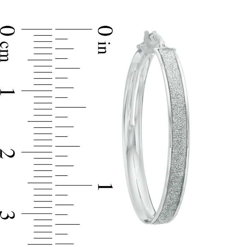Main Image 2 of Shimmer Enamel Hoop Earrings in 10K White Gold