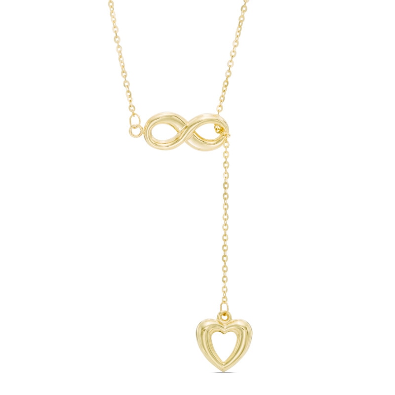 Main Image 1 of Heart and Infinity Lariat Necklace in 10K Gold