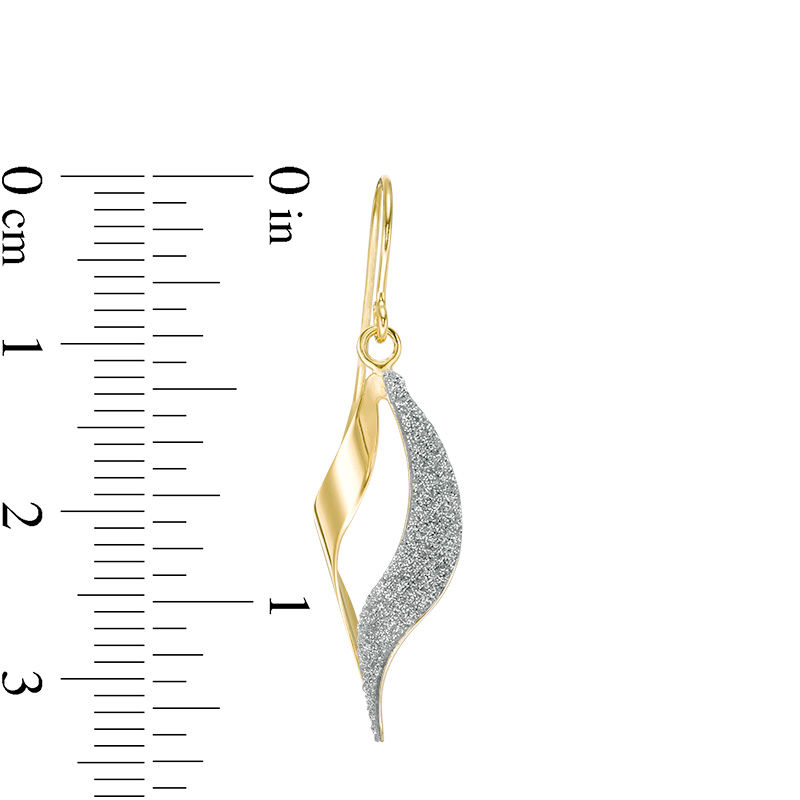 Glitter Open Flame Drop Earrings in 14K Gold