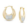 Hollow Cross Hoop Earrings in 14K Two-Tone Gold