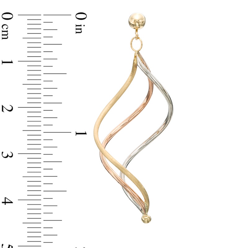 Main Image 2 of Spiral Drop Earrings in 14K Tri-Tone Gold