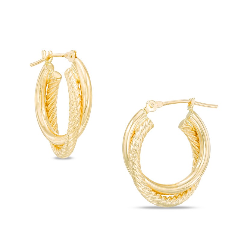17.0mm Rope Overlap Hoop Earrings in 14K Gold