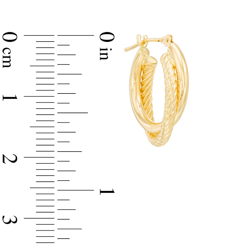 17.0mm Rope Overlap Hoop Earrings in 14K Gold