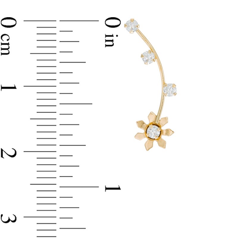 Main Image 2 of 2.0mm Cubic Zirconia Daisy Crawler Earrings in 14K Gold
