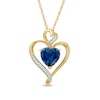 Thumbnail Image 0 of 8.0mm Heart-Shaped Lab-Created Blue and White Sapphire Pendant in Sterling Silver with 14K Gold Plate
