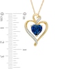 Thumbnail Image 1 of 8.0mm Heart-Shaped Lab-Created Blue and White Sapphire Pendant in Sterling Silver with 14K Gold Plate
