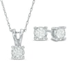 Thumbnail Image 0 of 1/4 CT. T.W. Diamond Solitaire Pendant and Earrings Set in 10K White Gold