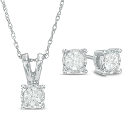 1/4 CT. T.W. Diamond Solitaire Pendant and Earrings Set in 10K White Gold