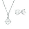 Thumbnail Image 1 of Lab-Created White Sapphire Pendant and Stud Earrings Set in Sterling Silver