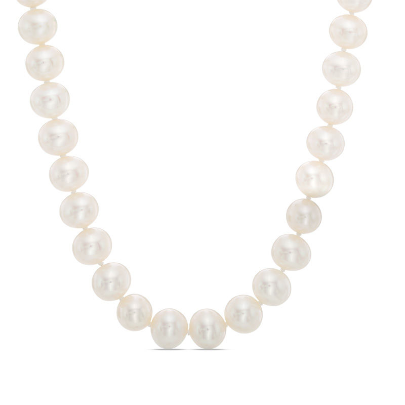 8.0 - 10.0mm Cultured Freshwater Pearl Strand Necklace with 14K Gold ...