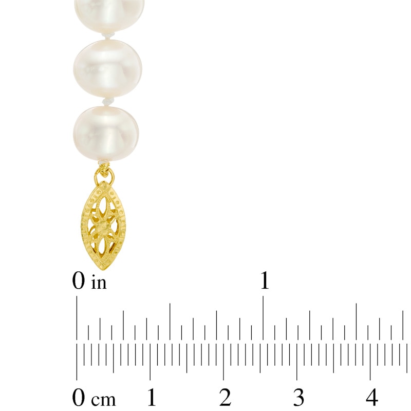 8.0 - 10.0mm Cultured Freshwater Pearl Strand Necklace with 14K Gold Clasp