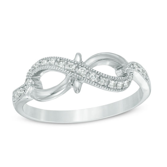Lab Created White Shire Infinity Ring In Sterling Silver Size 7 Lab Created White Shire Infinity Ring In Sterling Silver Size 7