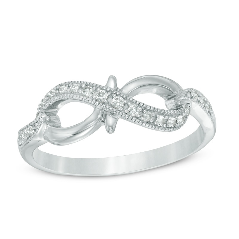 Main Image 1 of Lab-Created White Sapphire Infinity Ring in Sterling Silver