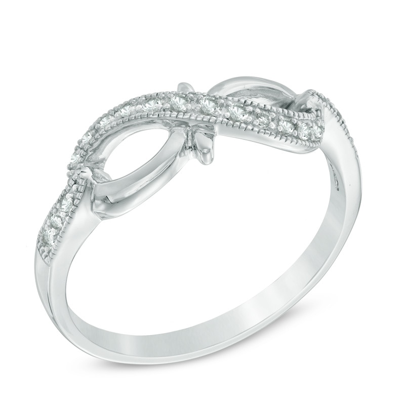 Main Image 2 of Lab-Created White Sapphire Infinity Ring in Sterling Silver
