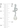 Thumbnail Image 2 of 5.0 - 7.5mm Oval Cultured Freshwater Pearl and Lab-Created White Sapphire Pendant and Earrings Set in Sterling Silver