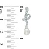 Thumbnail Image 2 of 5.0 - 7.5mm Oval Cultured Freshwater Pearl and Lab-Created White Sapphire Pendant and Earrings Set in Sterling Silver