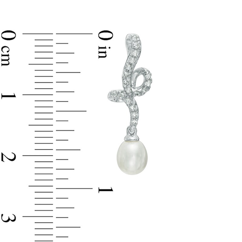 Main Image 3 of 5.0-7.5mm Oval Freshwater Cultured Pearl and Lab-Created White Sapphire Pendant and Earrings Set in Sterling Silver