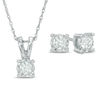 Thumbnail Image 0 of 1/2 CT. T.W. Diamond Solitaire Pendant and Earrings Set in 10K White Gold