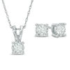 Thumbnail Image 1 of 1/2 CT. T.W. Diamond Solitaire Pendant and Earrings Set in 10K White Gold