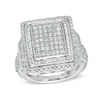 Thumbnail Image 0 of 1-1/2 CT. T.W. Multi-Diamond Double Square Frame Ring in Sterling Silver