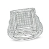 Thumbnail Image 1 of 1-1/2 CT. T.W. Multi-Diamond Double Square Frame Ring in Sterling Silver