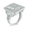 Thumbnail Image 2 of 1-1/2 CT. T.W. Multi-Diamond Double Square Frame Ring in Sterling Silver
