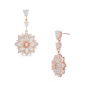 Thumbnail Image 0 of Pear-Shaped Lab-Created Opal and Diamond Accent Flower Drop Earrings in Sterling Silver with 14K Rose Gold Plate