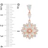 Thumbnail Image 1 of Pear-Shaped Lab-Created Opal and Diamond Accent Flower Drop Earrings in Sterling Silver with 14K Rose Gold Plate