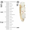 Thumbnail Image 2 of Oval Lab-Created Opal Three Stone Hoop Earrings in 10K Gold