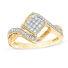 Thumbnail Image 0 of 1/6 CT. T.W. Composite Diamond Tilted Square Twist Frame Ring in 10K Gold
