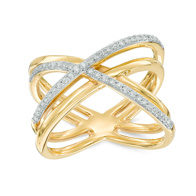 1/4 CT. T.W. Diamond Multi-Row Orbit Ring in Sterling Silver with 14K Gold Plate