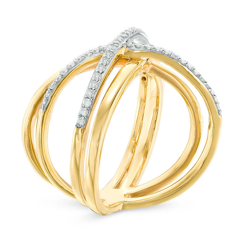 1/4 CT. T.W. Diamond Multi-Row Orbit Ring in Sterling Silver with 14K Gold Plate