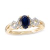 Thumbnail Image 1 of Oval Lab-Created Blue and White Sapphire Twist Ring in 10K Gold