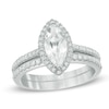 Thumbnail Image 0 of Marquise Lab-Created White Sapphire Bridal Set in Sterling Silver