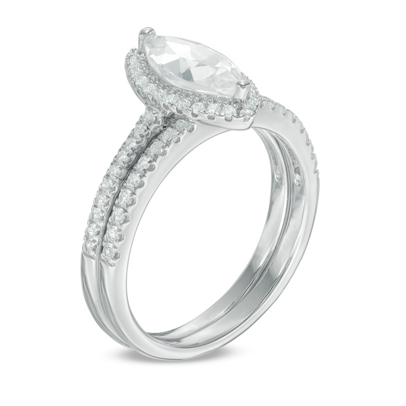 Marquise Lab-Created White Sapphire Bridal Set in Sterling Silver