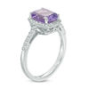 Thumbnail Image 2 of Cushion-Cut Amethyst and Lab-Created White Sapphire Frame Ring in 10K White Gold
