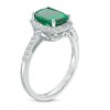 Thumbnail Image 2 of Cushion-Cut Lab-Created Emerald and White Sapphire Frame Ring in 10K White Gold